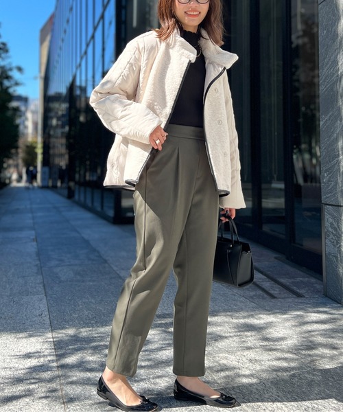 Chez toi(シェトワ)の「ボア×中綿スタンドネックジャケット(ダウンジャケット/コート・レディース・オフホワイト/ブラック/ベージュ・FREE)」の22枚目の写真