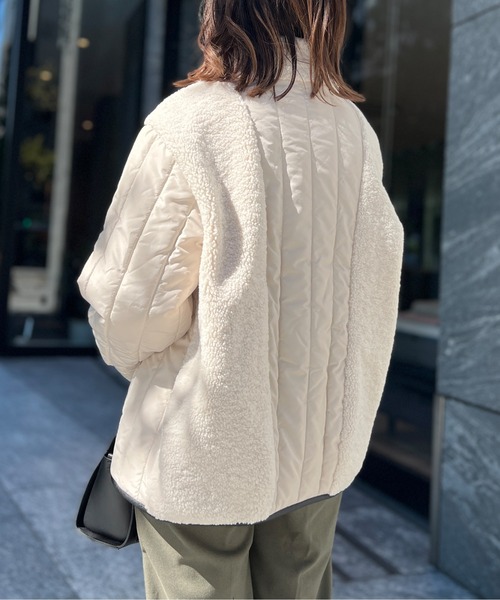 Chez toi(シェトワ)の「ボア×中綿スタンドネックジャケット(ダウンジャケット/コート・レディース・オフホワイト/ブラック/ベージュ・FREE)」の9枚目の写真