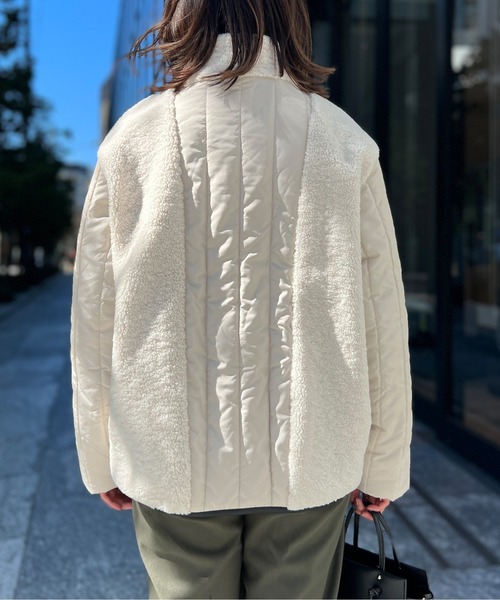 Chez toi(シェトワ)の「ボア×中綿スタンドネックジャケット(ダウンジャケット/コート・レディース・オフホワイト/ブラック/ベージュ・FREE)」の11枚目の写真