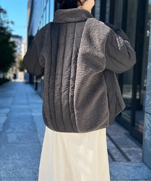 Chez toi(シェトワ)の「ボア×中綿スタンドネックジャケット(ダウンジャケット/コート・レディース・オフホワイト/ブラック/ベージュ・FREE)」の6枚目の写真