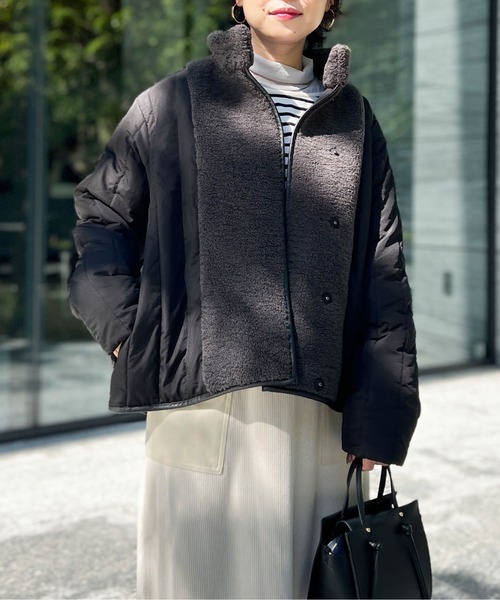 Chez toi(シェトワ)の「ボア×中綿スタンドネックジャケット(ダウンジャケット/コート・レディース・オフホワイト/ブラック/ベージュ・FREE)」の20枚目の写真