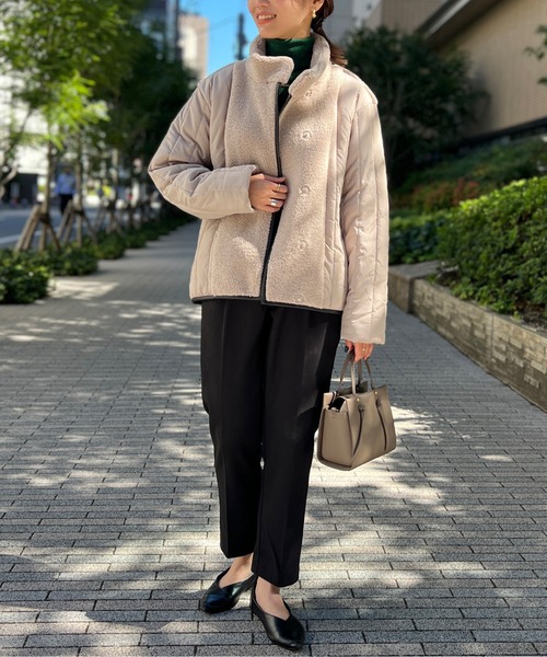 Chez toi(シェトワ)の「ボア×中綿スタンドネックジャケット(ダウンジャケット/コート・レディース・オフホワイト/ブラック/ベージュ・FREE)」の8枚目の写真