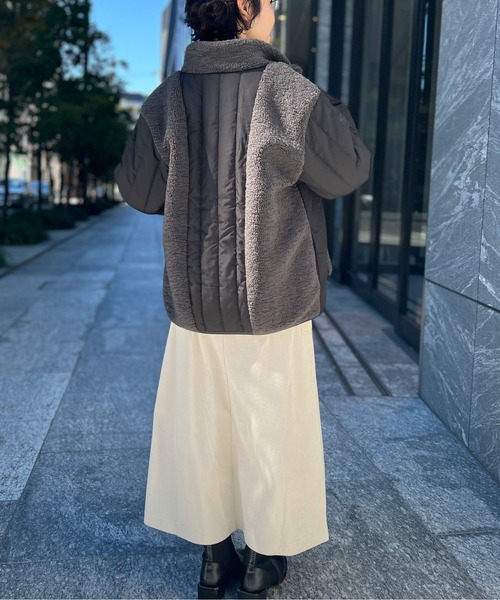 Chez toi(シェトワ)の「ボア×中綿スタンドネックジャケット(ダウンジャケット/コート・レディース・オフホワイト/ブラック/ベージュ・FREE)」の12枚目の写真