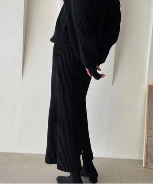 Didot.showroom(ディドット ショールーム)の「SET UP リブニットスカート(スカート・レディース・ブラック/ベージュ・FREE)」の22枚目の写真
