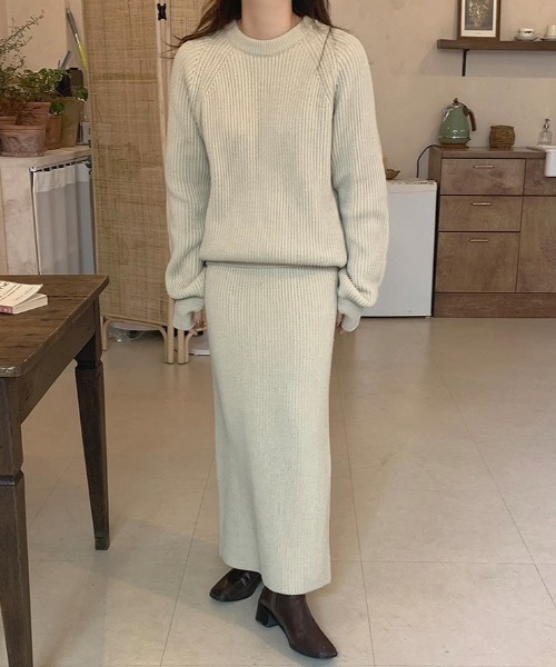 Didot.showroom(ディドット ショールーム)の「SET UP リブニットスカート(スカート・レディース・ブラック/ベージュ・FREE)」の3枚目の写真