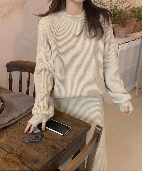 Didot.showroom(ディドット ショールーム)の「SET UP リブニットスカート(スカート・レディース・ブラック/ベージュ・FREE)」の11枚目の写真