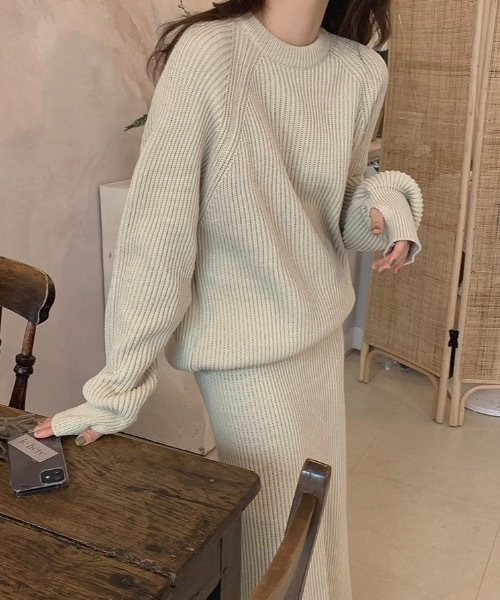 Didot.showroom(ディドット ショールーム)の「SET UP リブニットスカート(スカート・レディース・ブラック/ベージュ・FREE)」の12枚目の写真