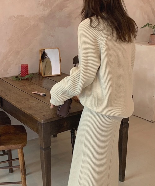 Didot.showroom(ディドット ショールーム)の「SET UP リブニットスカート(スカート・レディース・ブラック/ベージュ・FREE)」の15枚目の写真