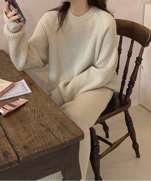 Didot.showroom(ディドット ショールーム)の「SET UP リブニットスカート(スカート・レディース・ブラック/ベージュ・FREE)」の13枚目の写真