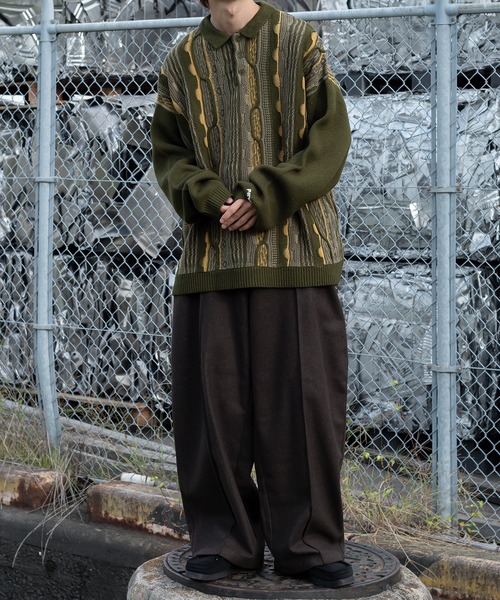 Perushu（ペルーシュ）の「ヴィンテージライクオーバーニットポロ（ニット/セーター・メンズ・カーキ/ブラック/ボルドー・LARGE/MEDIUM）」の15枚目の写真