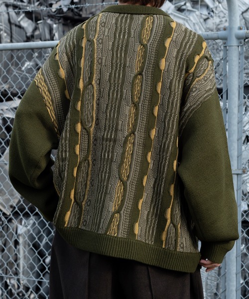 Perushu（ペルーシュ）の「ヴィンテージライクオーバーニットポロ（ニット/セーター・メンズ・カーキ/ブラック/ボルドー・LARGE/MEDIUM）」の21枚目の写真