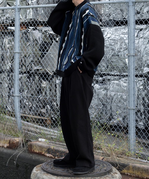 Perushu（ペルーシュ）の「ヴィンテージライクオーバーニットポロ（ニット/セーター・メンズ・カーキ/ブラック/ボルドー・LARGE/MEDIUM）」の7枚目の写真