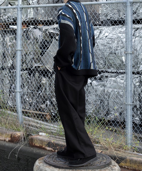 Perushu（ペルーシュ）の「ヴィンテージライクオーバーニットポロ（ニット/セーター・メンズ・カーキ/ブラック/ボルドー・LARGE/MEDIUM）」の8枚目の写真