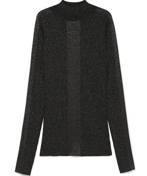 【emmi atelier】LENZING(TM)ECOVERO(TM)ラメ入りリブニットプルオーバー