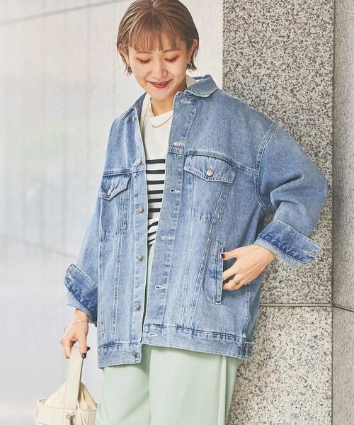 coen（コーエン）の「3rdタイプロングデニムジャケット（デニムジャケット・レディース・ライム/ナチュラル/ライトブルー・FREE）」の3枚目の写真