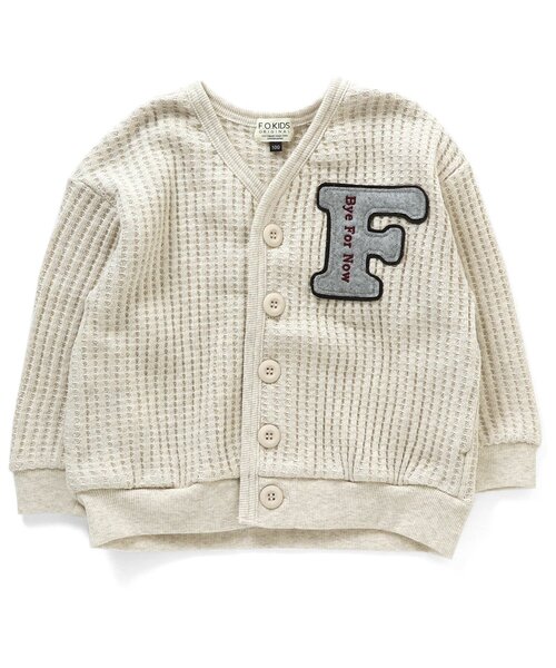 F.O.KIDS(エフオーキッズ)の「BIGワッフルフェルトAPカーディガン(カーディガン/ボレロ・キッズ・グリーン/アイボリー/ネイビー・110/130/140/100/120/95/90/80)」の2枚目の写真