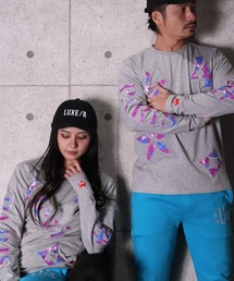 LUXE/R | (RM)【ユニセックス】【LUXE/R】モノグラム ビッグ ロゴ タイダイ ワッペン 長袖 Tシャツ(Tシャツ/カットソー)