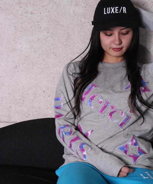 LUXE/R(ラグジュ)の「(RM)【ユニセックス】【LUXE/R】モノグラム ビッグ ロゴ タイダイ ワッペン 長袖 Tシャツ(Tシャツ/カットソー・メンズ・ホワイト/グレー/ブラック・MEDIUM/LARGE)」の8枚目の写真