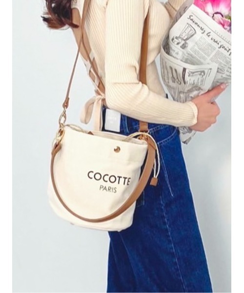 Soir,5 COCOTTE PARIS(ソワールイブニングココットパリ)の「Canvas Bucket bag(ハンドバッグ・レディース・ホワイト/キャメル/ブラック・FREE)」の3枚目の写真