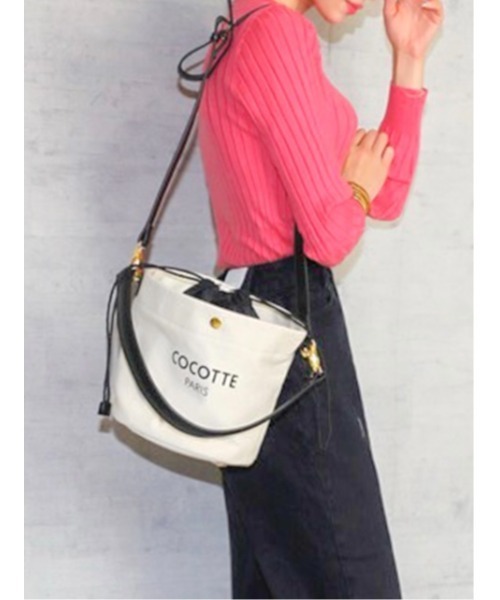 Soir,5 COCOTTE PARIS(ソワールイブニングココットパリ)の「Canvas Bucket bag(ハンドバッグ・レディース・ホワイト/キャメル/ブラック・FREE)」の1枚目の写真