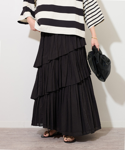 JOURNAL STANDARD relume(ジャーナルスタンダード レリューム)の「《追加》コットンボイルレイヤードスカート(スカート・レディース・チャコールグレー/ブラック・FREE)」の2枚目の写真