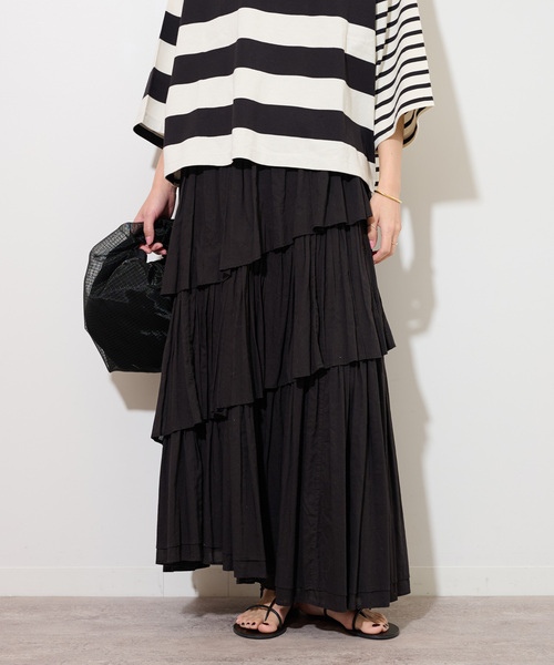 JOURNAL STANDARD relume(ジャーナルスタンダード レリューム)の「《追加》コットンボイルレイヤードスカート(スカート・レディース・チャコールグレー/ブラック・FREE)」の7枚目の写真