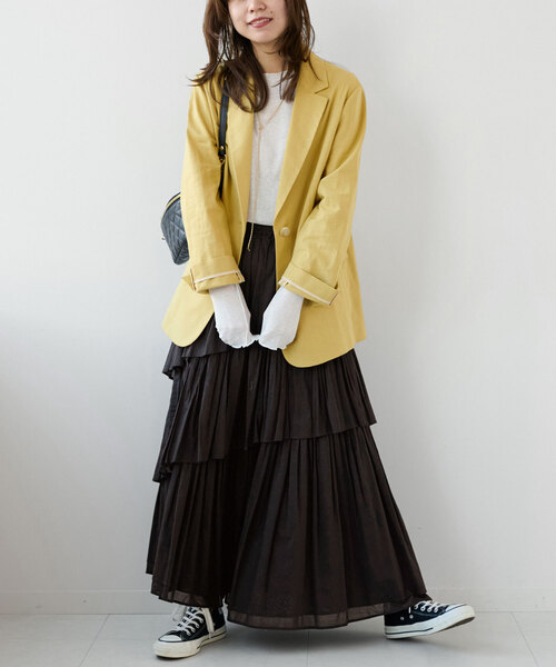 JOURNAL STANDARD relume(ジャーナルスタンダード レリューム)の「《追加》コットンボイルレイヤードスカート(スカート・レディース・チャコールグレー/ブラック・FREE)」の12枚目の写真