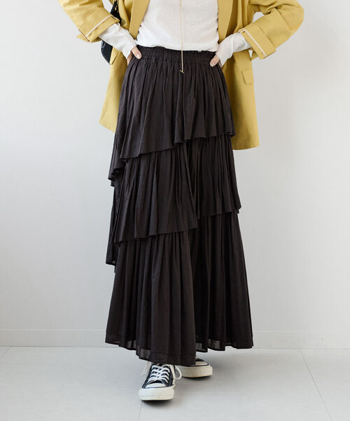 JOURNAL STANDARD relume(ジャーナルスタンダード レリューム)の「《追加》コットンボイルレイヤードスカート(スカート・レディース・チャコールグレー/ブラック・FREE)」の16枚目の写真