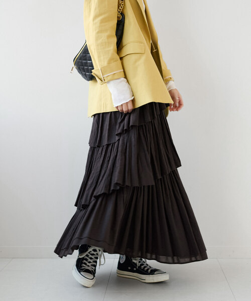 JOURNAL STANDARD relume(ジャーナルスタンダード レリューム)の「《追加》コットンボイルレイヤードスカート(スカート・レディース・チャコールグレー/ブラック・FREE)」の19枚目の写真