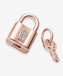Pandora ローズゴールド ブレスレット ペンダント付き サイズ17cm クリアカラー ブレスレット: 14k ローズゴールドプレーティング