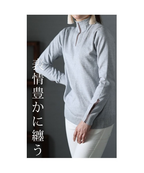 Sawa a la mode（サワアラモード）の「編み目ラインニット（ニット/セーター・レディース・グレー/ブラック・FREE）」の6枚目の写真