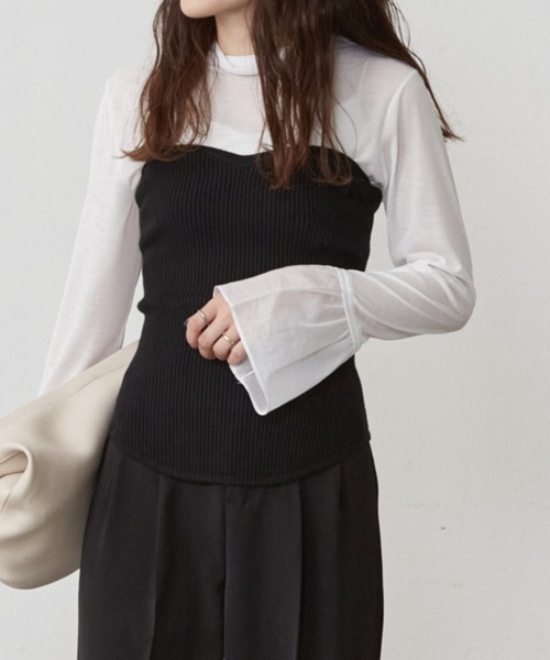 Shelly island（シェリーアイランド）の「袖フレアシアーカットソー（Tシャツ/カットソー・レディース・ホワイト/ブラック・FREE）」の11枚目の写真