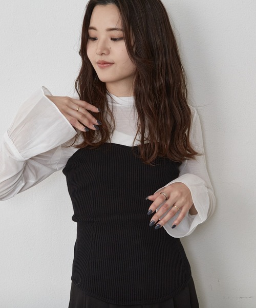 Shelly island（シェリーアイランド）の「袖フレアシアーカットソー（Tシャツ/カットソー・レディース・ホワイト/ブラック・FREE）」の17枚目の写真