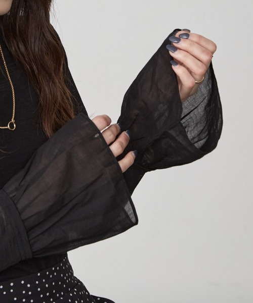 Shelly island（シェリーアイランド）の「袖フレアシアーカットソー（Tシャツ/カットソー・レディース・ホワイト/ブラック・FREE）」の21枚目の写真