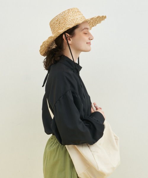 MERLOT（メルロー）の「【シワになりにくい】バックリボンハイネック袖ボリュームブラウス（シャツ/ブラウス・レディース・ブラック/ホワイト・FREE）」の5枚目の写真