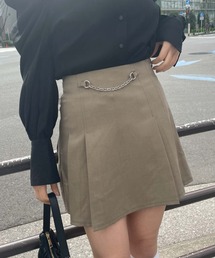 ビット付きプリーツミニスカート