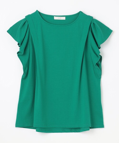 【接触冷感/UVケア/シワになりにくい】フレアスリーブTブラウス