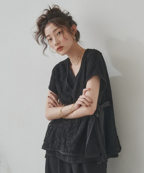 manana suerte（マニャーナスエルテ）の「ヴィンテージレースベスト（ベスト・レディース・ベージュ/ブラック・FREE）」の4枚目の写真