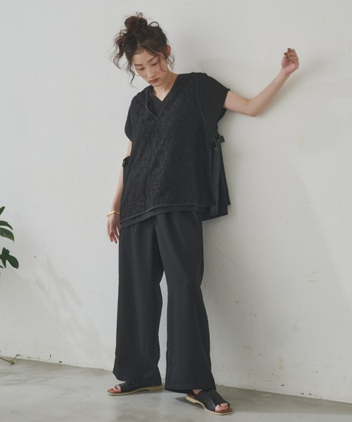 manana suerte（マニャーナスエルテ）の「ヴィンテージレースベスト（ベスト・レディース・ベージュ/ブラック・FREE）」の7枚目の写真