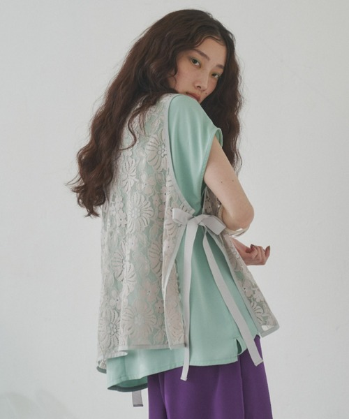 manana suerte（マニャーナスエルテ）の「ヴィンテージレースベスト（ベスト・レディース・ベージュ/ブラック・FREE）」の13枚目の写真