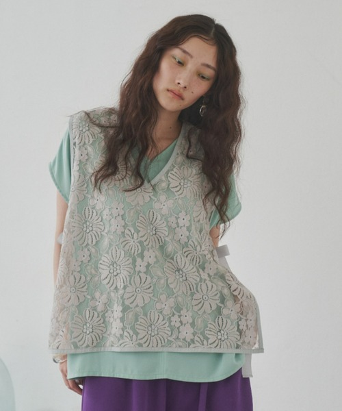 manana suerte（マニャーナスエルテ）の「ヴィンテージレースベスト（ベスト・レディース・ベージュ/ブラック・FREE）」の12枚目の写真