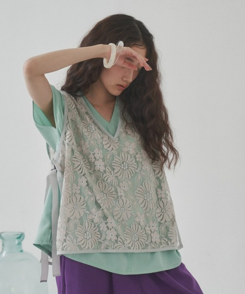 manana suerte（マニャーナスエルテ）の「ヴィンテージレースベスト（ベスト・レディース・ベージュ/ブラック・FREE）」の14枚目の写真