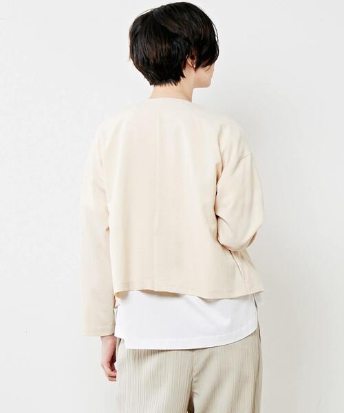 MELROSE claire（メルローズ クレール）の「【汎用性の高いシンプルなノーカラージャケット】（ノーカラージャケット・レディース・ベージュ/ブラック・FREE）」の7枚目の写真