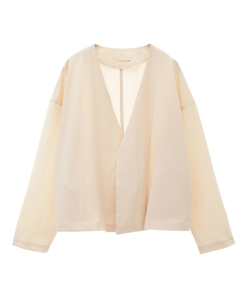 MELROSE claire（メルローズ クレール）の「【汎用性の高いシンプルなノーカラージャケット】（ノーカラージャケット・レディース・ベージュ/ブラック・FREE）」の10枚目の写真