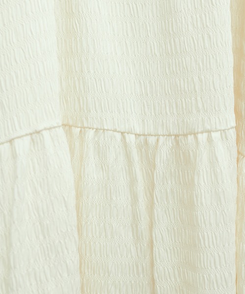 ボリューム袖ギャザーティアードワンピース