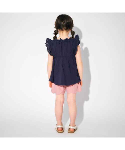 apres les cours(アプレレクール)の「レースお花刺繍チュニック(チュニック・キッズ・ネイビー/サーモンピンク・80/90/100/120/130/140/110)」の6枚目の写真