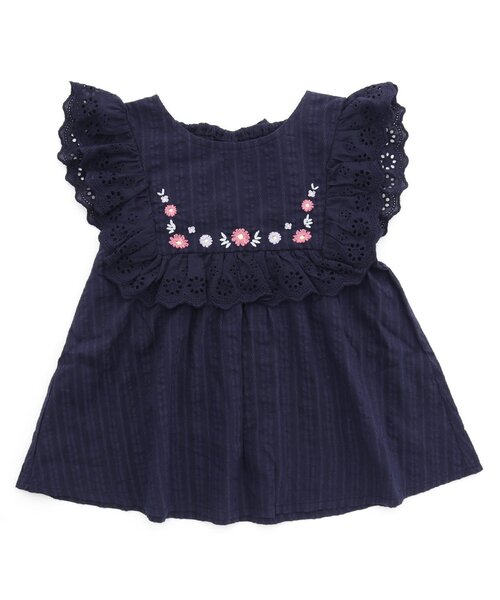 apres les cours(アプレレクール)の「レースお花刺繍チュニック(チュニック・キッズ・ネイビー/サーモンピンク・80/90/100/120/130/140/110)」の10枚目の写真