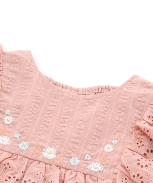 apres les cours(アプレレクール)の「レースお花刺繍チュニック(チュニック・キッズ・ネイビー/サーモンピンク・80/90/100/120/130/140/110)」の15枚目の写真