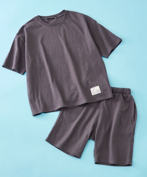 SHISKY（シスキー）の「SHISKY / シスキー 【 セットアップ 】ピスネーム 無地 Tシャツ ハーフパンツ キッズ（Tシャツ/カットソー・キッズ・チャコール/ネイビー/杢グレー/ブラック/ダークグリーン/ベージュ/ミント/オレンジ・120/150/110/160/130/140）」の3枚目の写真