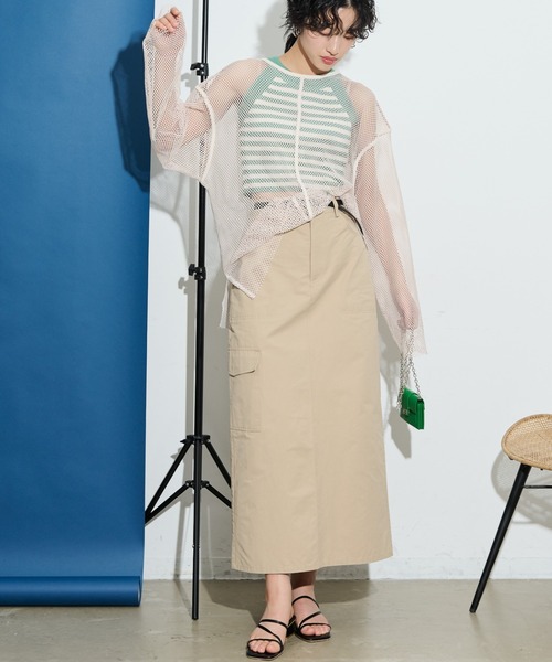 THE YOn（ザヨン）の「綿ナイロンサイドポケットカーゴスカート（スカート・レディース・ホワイト/ブラック/ベージュ・FREE）」の17枚目の写真